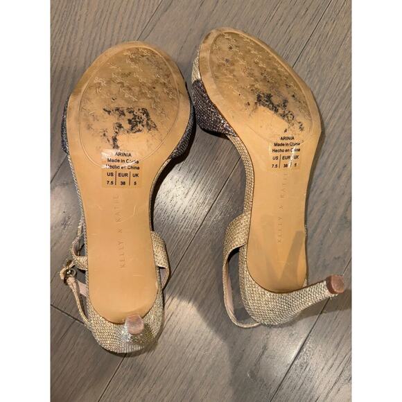 Kelly & Katie Size 7.5 Arinia Gold Sparkly Glitter Two-Tone Slingback Heels - Picture 5 of 7